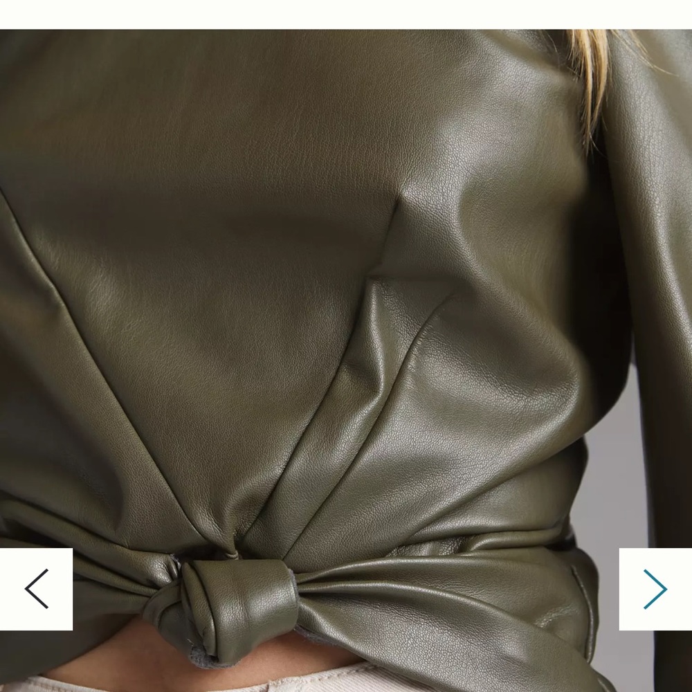 Anthropologie Hutch Square Neck Faux Leather long sleeve top - Picture 3 of 5